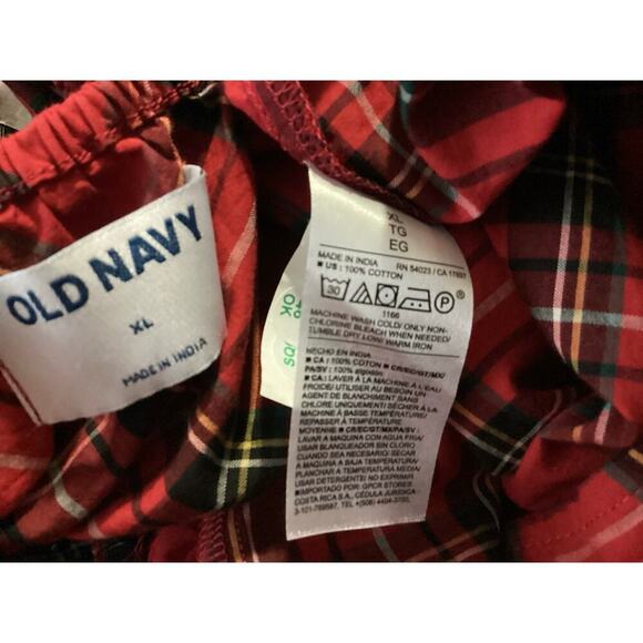 Old Navy Waist-Defined Red Puff-Sleeve Plaid Seersucker Mini Dress size XL - Picture 5 of 5